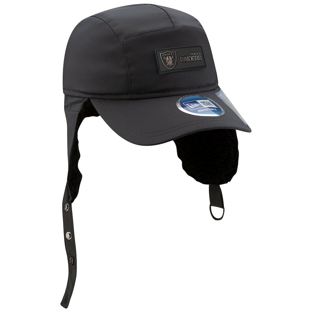 Las Vegas Raiders New Era 2025 Sideline Cold Weather Runner Dog Ear Adjustable Hat Charcoal - NFL