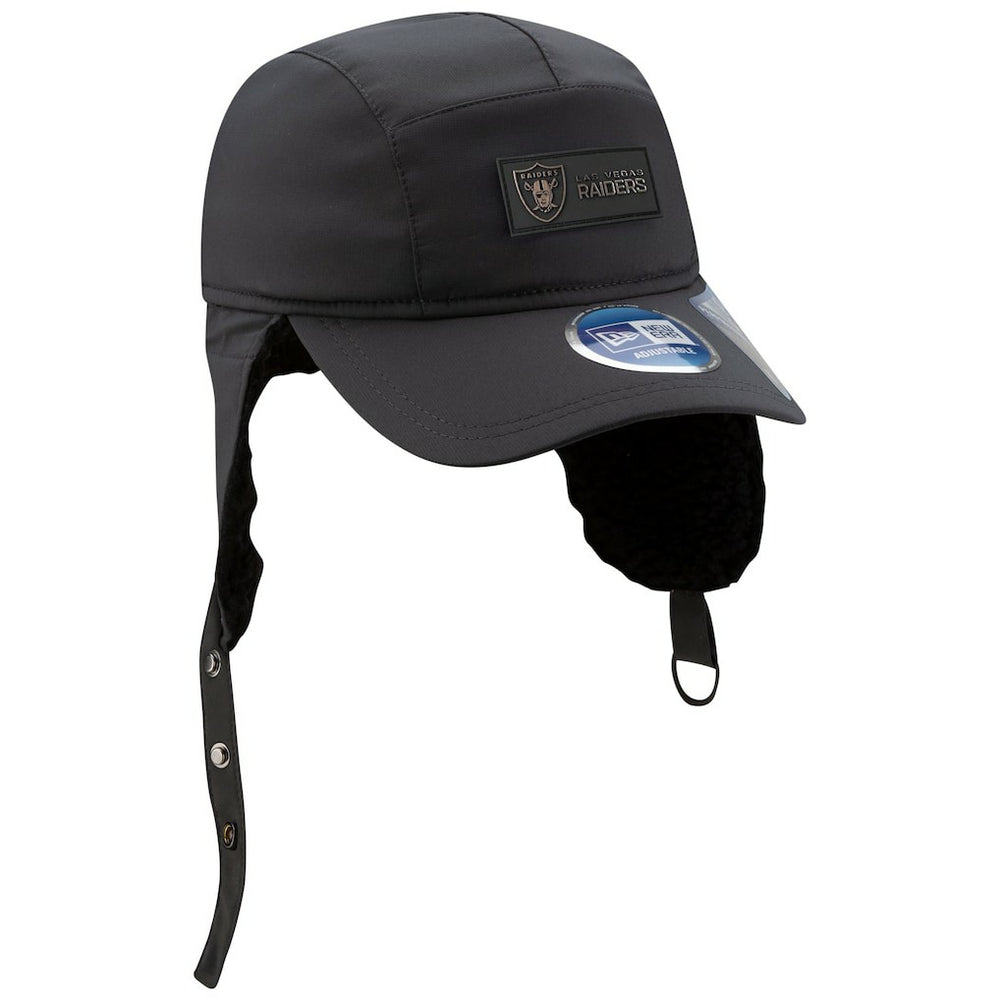 Las Vegas Raiders New Era 2025 Sideline Cold Weather Runner Dog Ear Adjustable Hat Charcoal - NFL