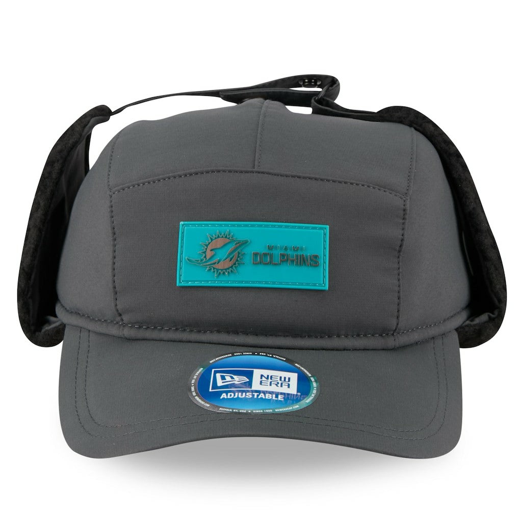 Miami Dolphins New Era 2025 Sideline Cold Weather Runner Dog Ear Adjustable Hat Charcoal - NFL