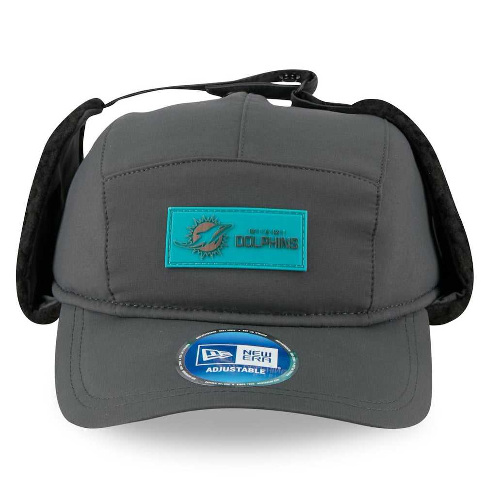 Miami Dolphins New Era 2025 Sideline Cold Weather Runner Dog Ear Adjustable Hat Charcoal - NFL