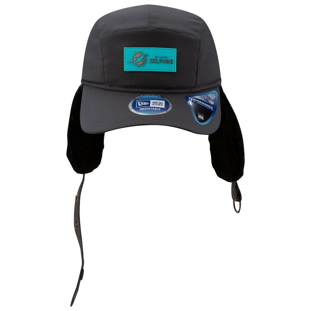 Miami Dolphins New Era 2025 Sideline Cold Weather Runner Dog Ear Adjustable Hat Charcoal - NFL