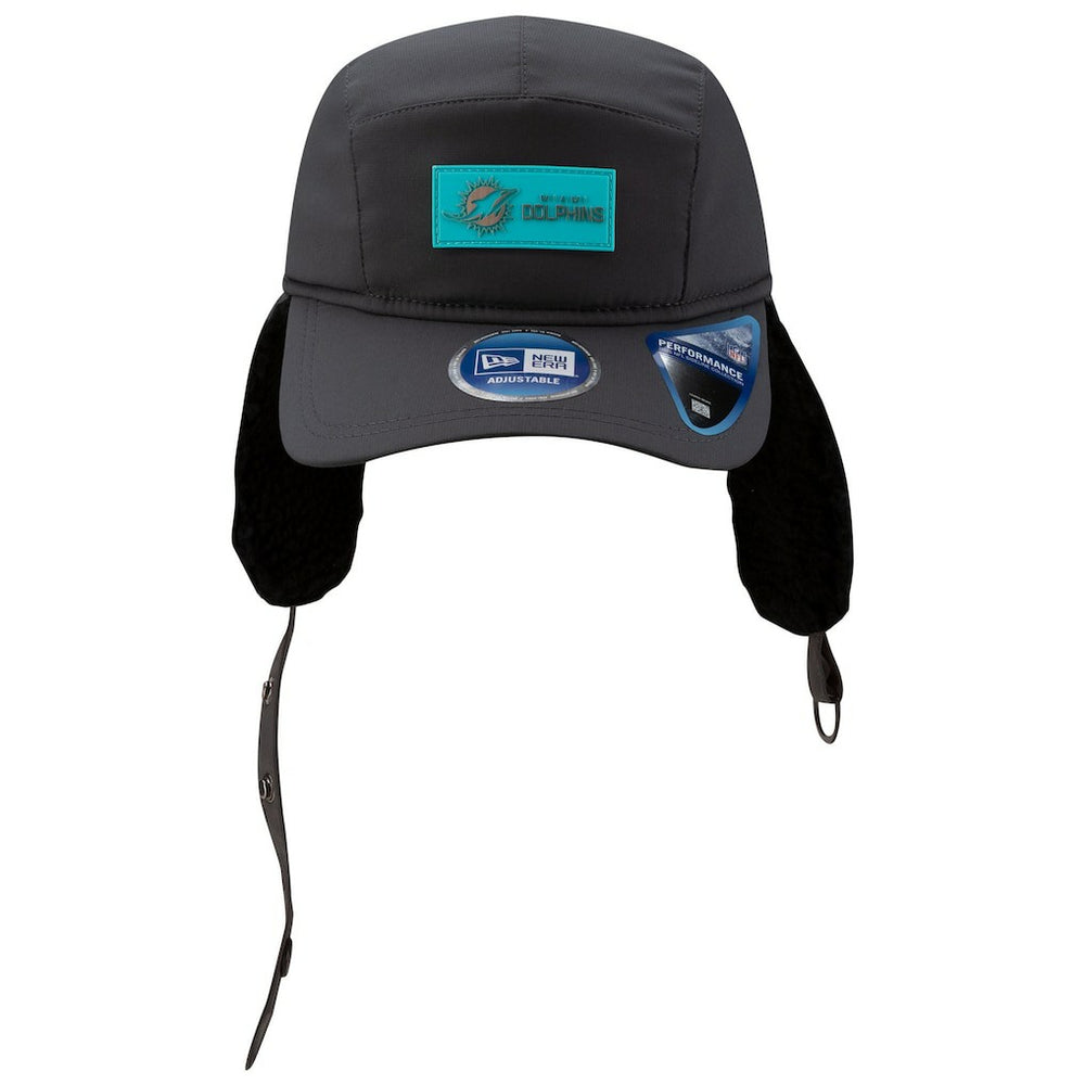 Miami Dolphins New Era 2025 Sideline Cold Weather Runner Dog Ear Adjustable Hat Charcoal - NFL