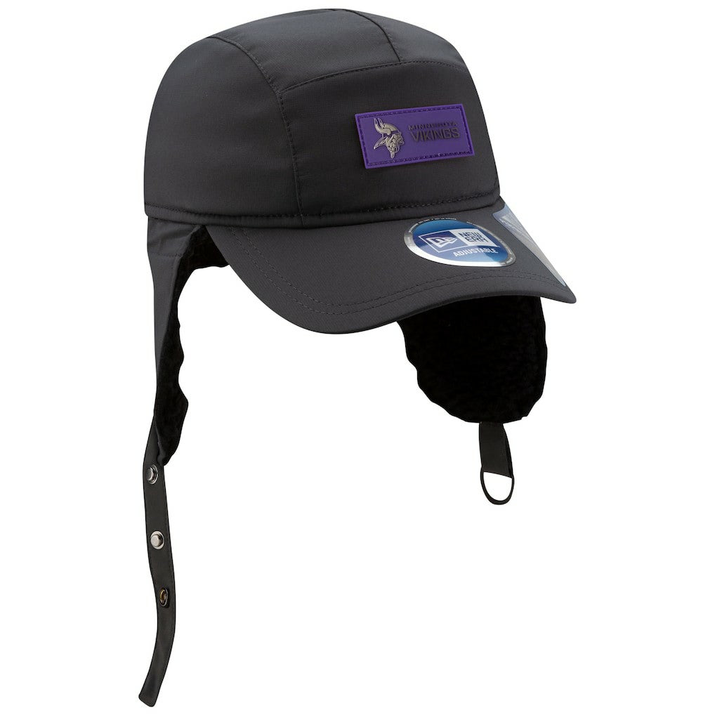 Minnesota Vikings New Era 2025 Sideline Cold Weather Runner Dog Ear Adjustable Hat Charcoal - NFL