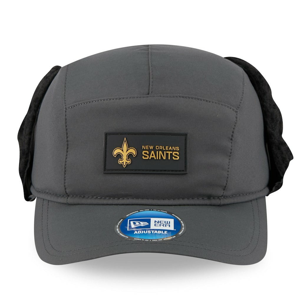 New Orleans Saints New Era 2025 Sideline Cold Weather Runner Dog Ear Adjustable Hat Charcoal - NFL