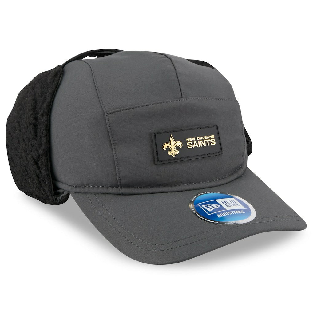 New Orleans Saints New Era 2025 Sideline Cold Weather Runner Dog Ear Adjustable Hat Charcoal - NFL