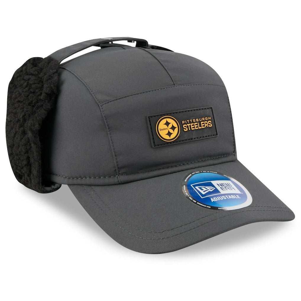 Pittsburgh Steelers New Era 2025 Sideline Cold Weather Runner Dog Ear Adjustable Hat Charcoal - NFL