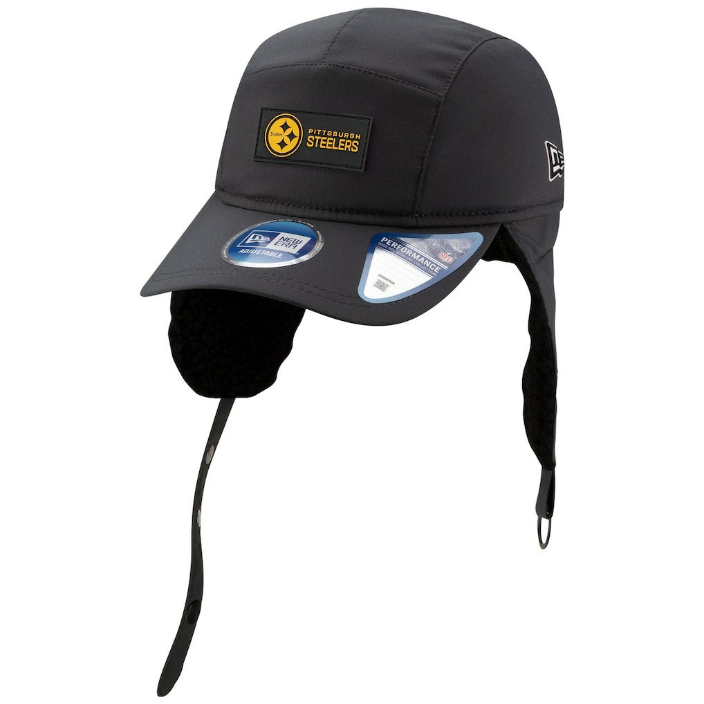Pittsburgh Steelers New Era 2025 Sideline Cold Weather Runner Dog Ear Adjustable Hat Charcoal - NFL