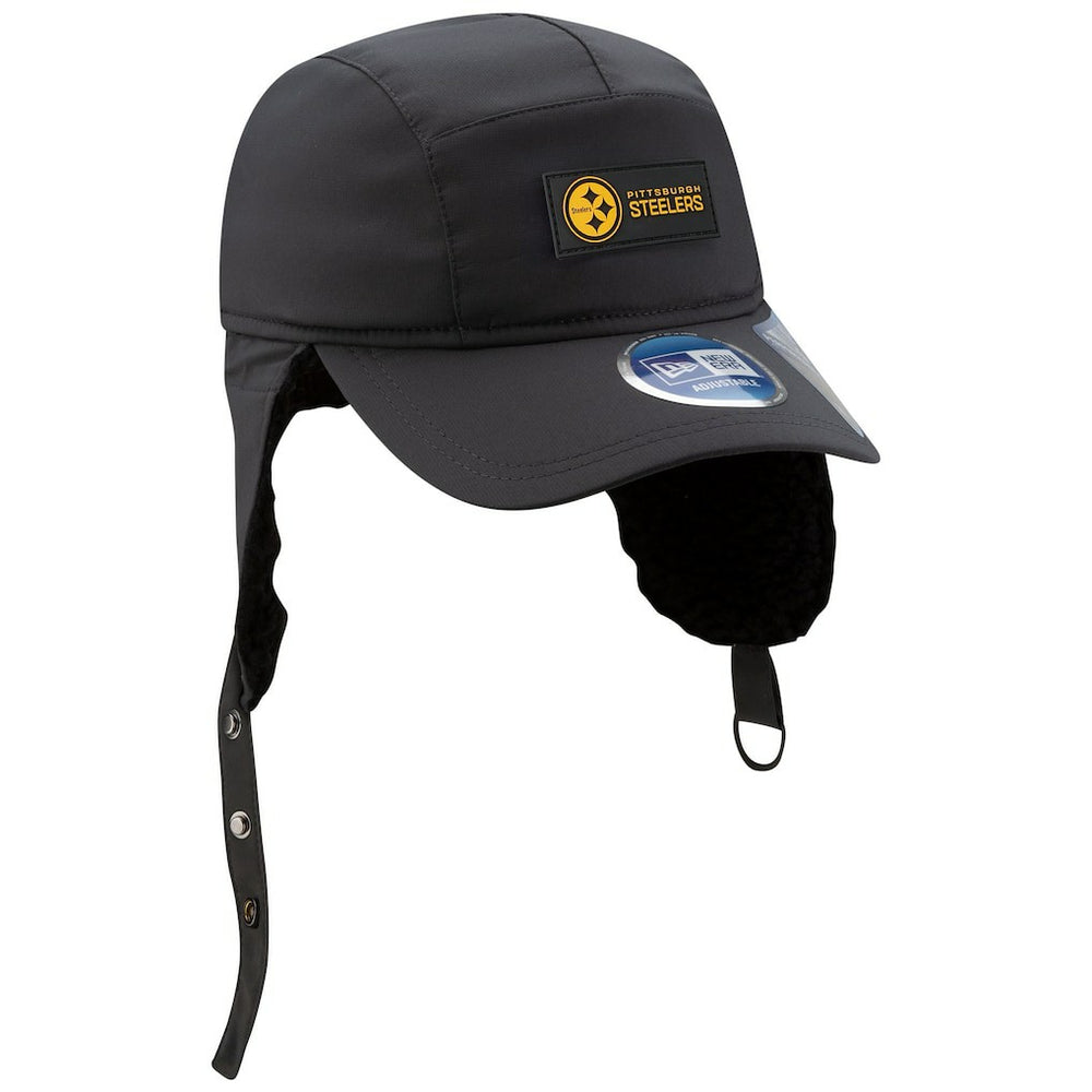 Pittsburgh Steelers New Era 2025 Sideline Cold Weather Runner Dog Ear Adjustable Hat Charcoal - NFL