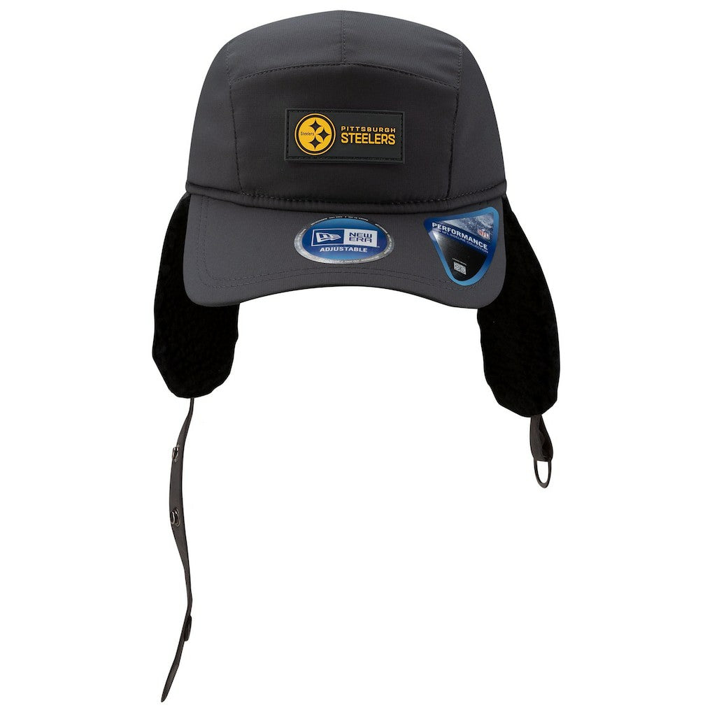 Pittsburgh Steelers New Era 2025 Sideline Cold Weather Runner Dog Ear Adjustable Hat Charcoal - NFL