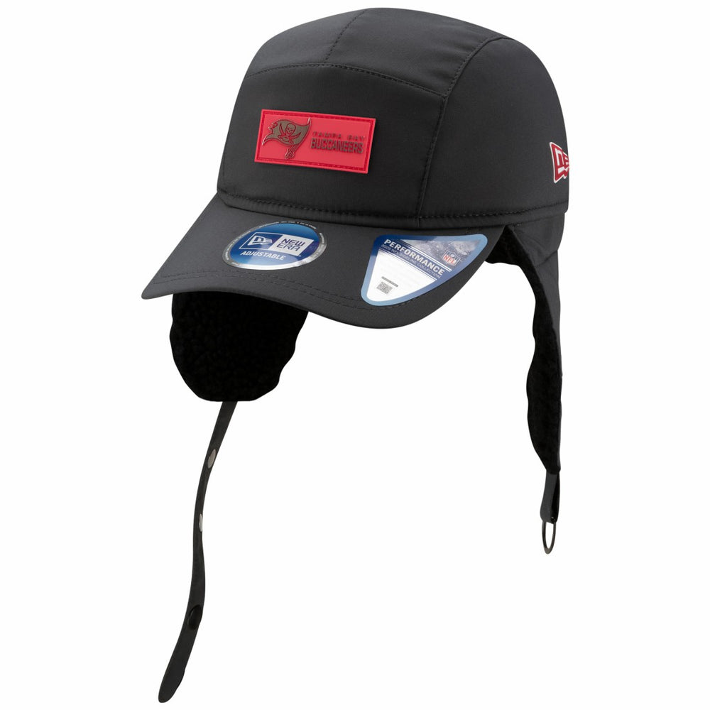 Tampa Bay Buccaneers New Era 2025 Sideline Cold Weather Runner Dog Ear Adjustable Hat Charcoal - NFL