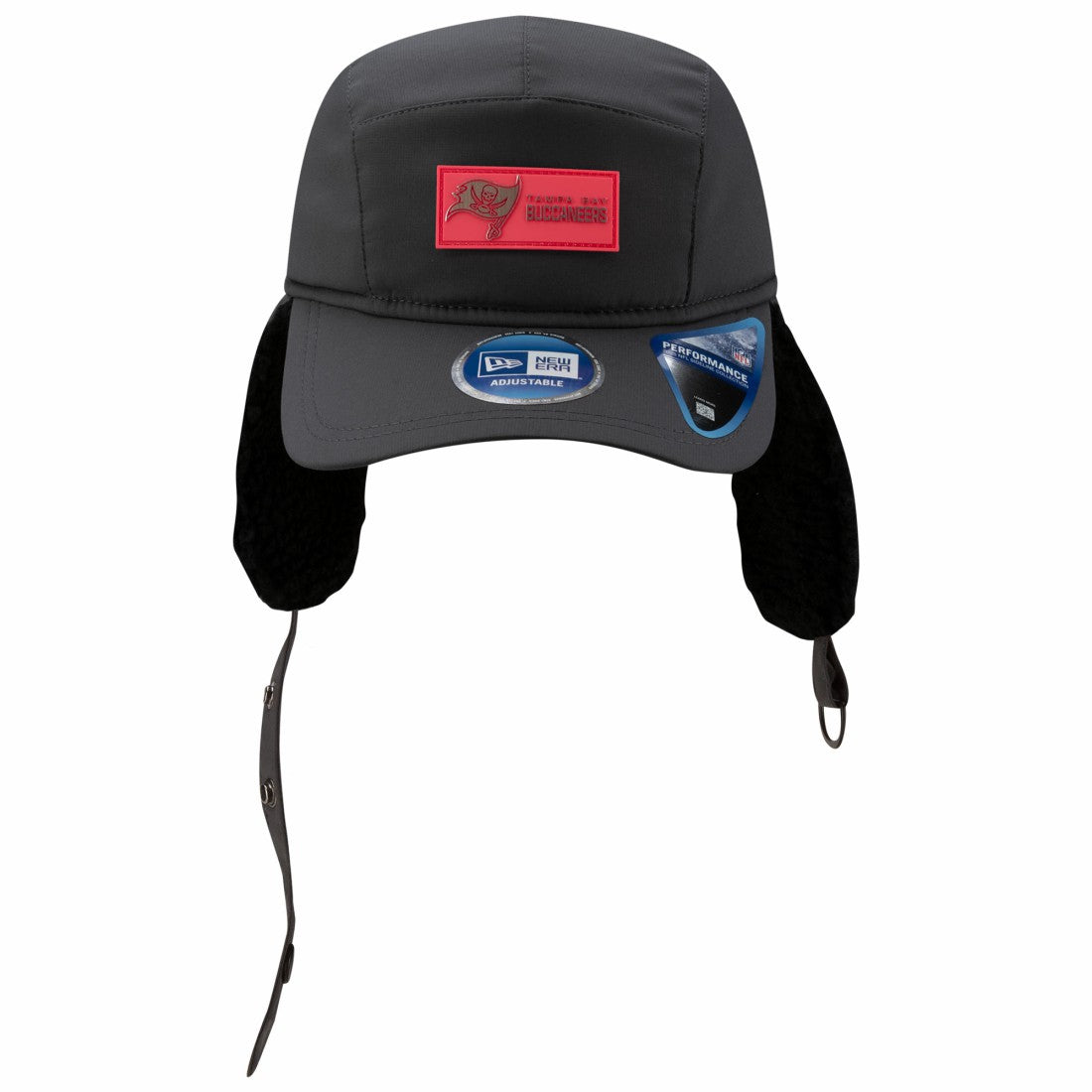 Tampa Bay Buccaneers New Era 2025 Sideline Cold Weather Runner Dog Ear Adjustable Hat Charcoal - NFL