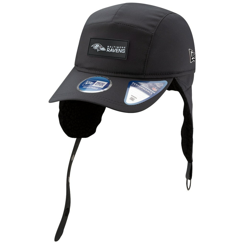 Baltimore Ravens New Era 2025 Sideline Cold Weather Runner Dog Ear Adjustable Hat Charcoal - NFL