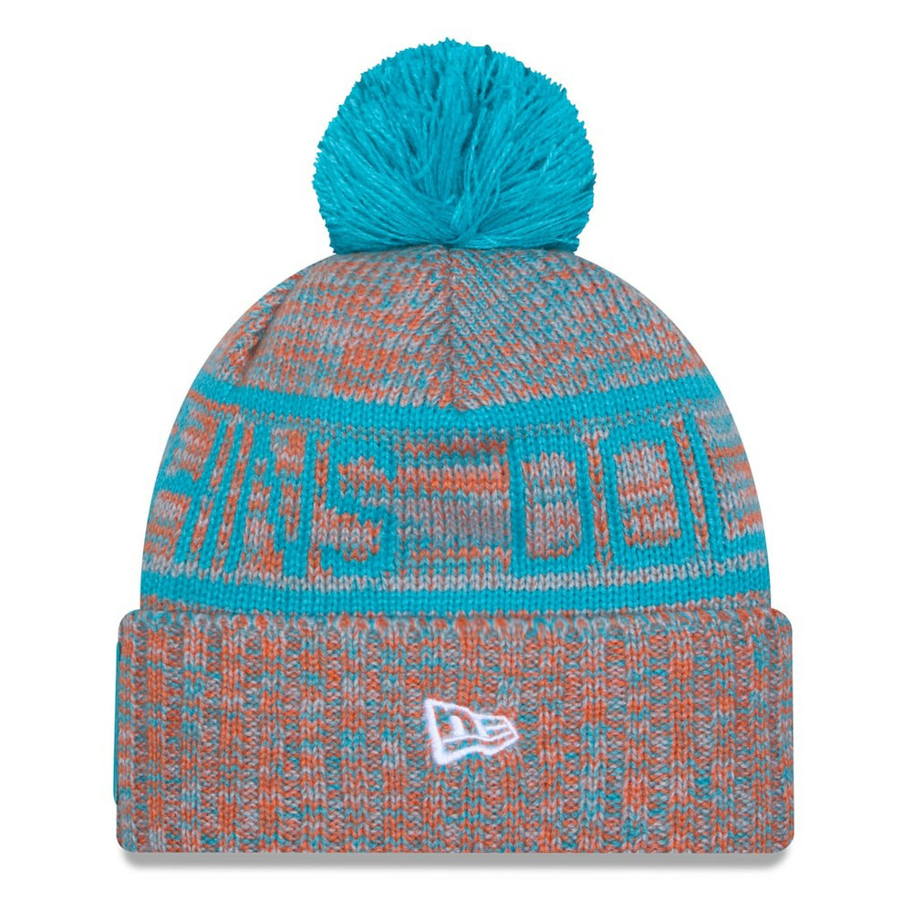 Miami Dolphins New Era 2025 Sideline Cold Weather Cuffed Knit Hat with Pom Orange - NFL