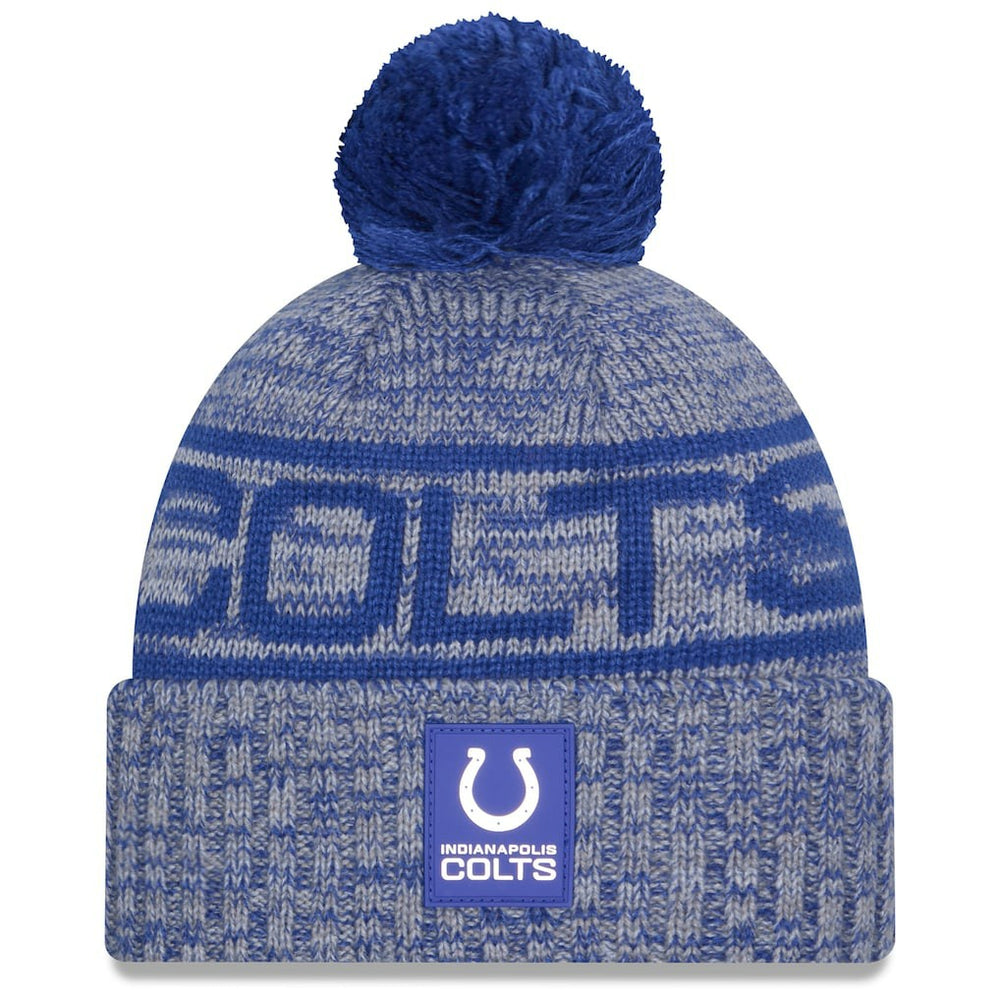 Indianapolis Colts New Era 2025 Sideline Cold Weather Cuffed Knit Hat with Pom Royal - NFL