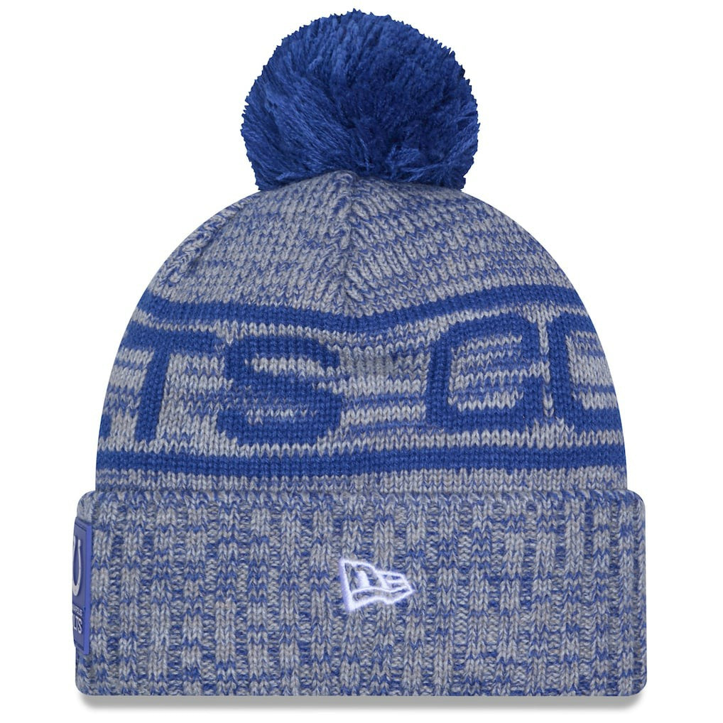 Indianapolis Colts New Era 2025 Sideline Cold Weather Cuffed Knit Hat with Pom Royal - NFL