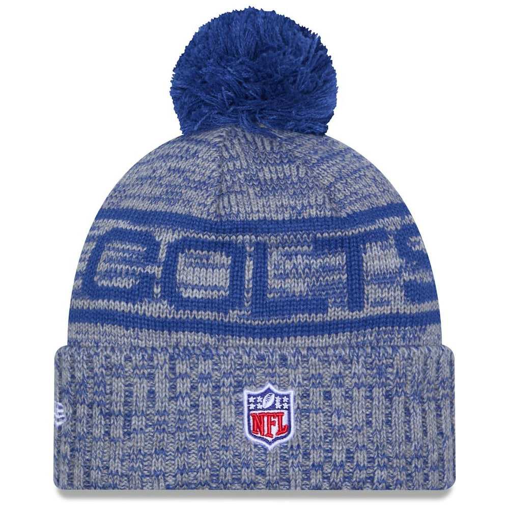 Indianapolis Colts New Era 2025 Sideline Cold Weather Cuffed Knit Hat with Pom Royal - NFL
