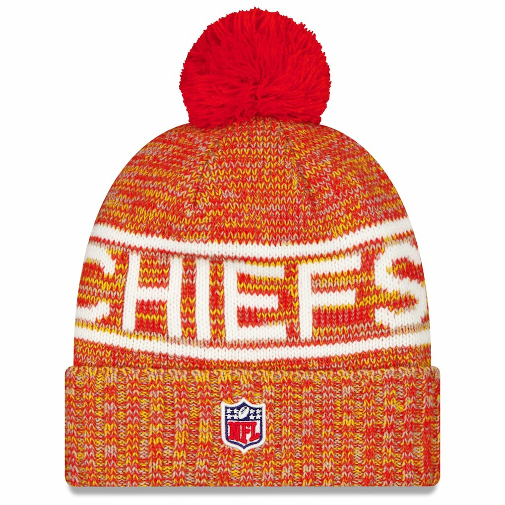 Kansas City Chiefs New Era 2025 Sideline Cold Weather Cuffed Knit Hat with Pom Red - NFL