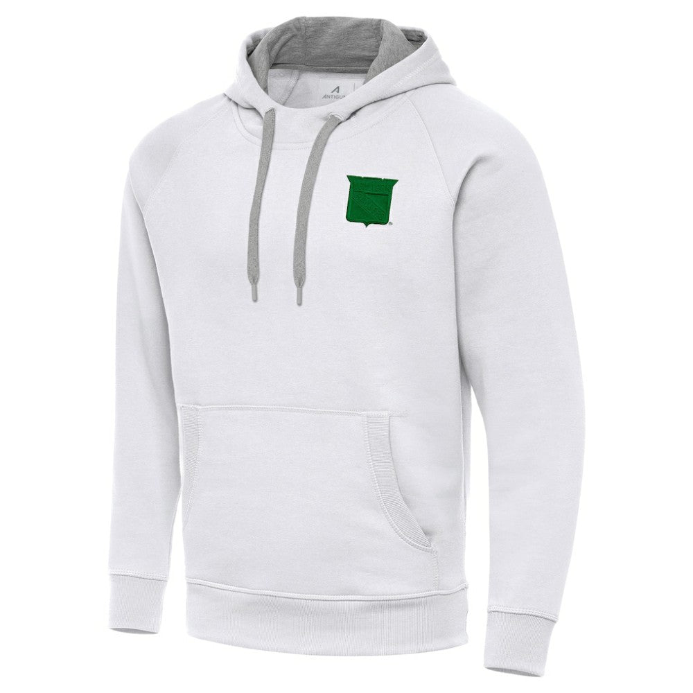 New York Rangers Antigua St. Patrick's Day Victory Pullover Hoodie White