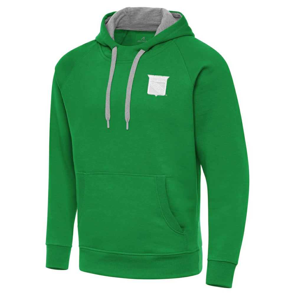 New York Rangers Antigua St. Patrick's Day Victory Pullover Hoodie Kelly Green