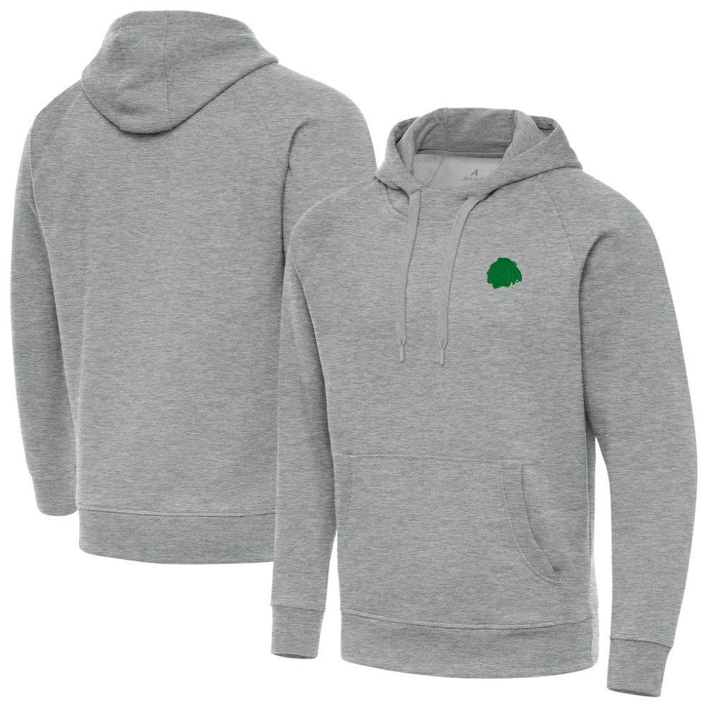 Chicago Blackhawks Antigua St. Patrick's Day Victory Pullover Hoodie Heather Gray