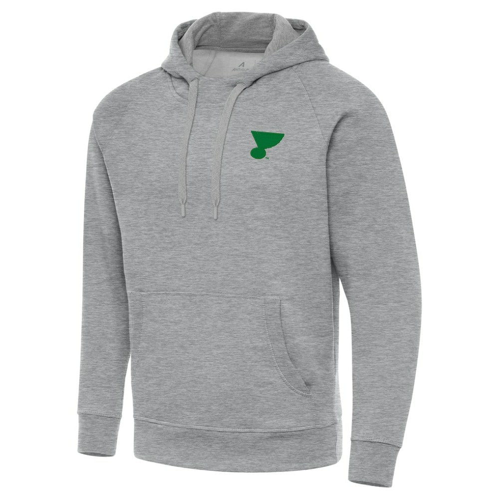 St. Louis Blues - Antigua St. Patrick's Day Victory Pullover Hoodie Heather Gray