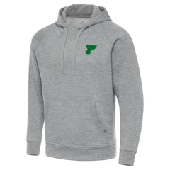 St. Louis Blues - Antigua St. Patrick's Day Victory Pullover Hoodie Heather Gray