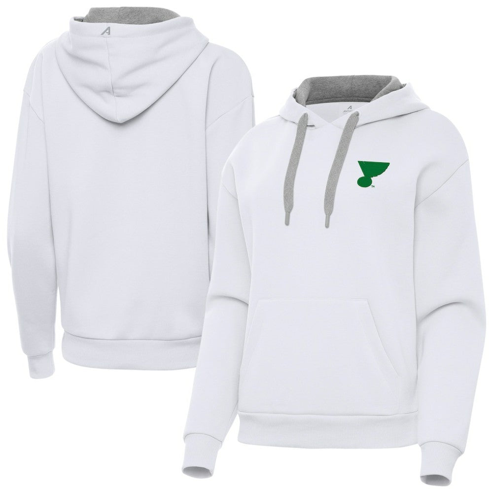 St. Louis Blues - Antigua Women's St. Patrick's Day Victory Pullover Hoodie White