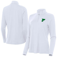 St. Louis Blues - Antigua Women's St. Patrick's Day Intent Quarter-Zip Performance Pullover White