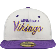 Minnesota Vikings New Era Historic Script 59FIFTY Fitted Hat Cream/Purple - NFL
