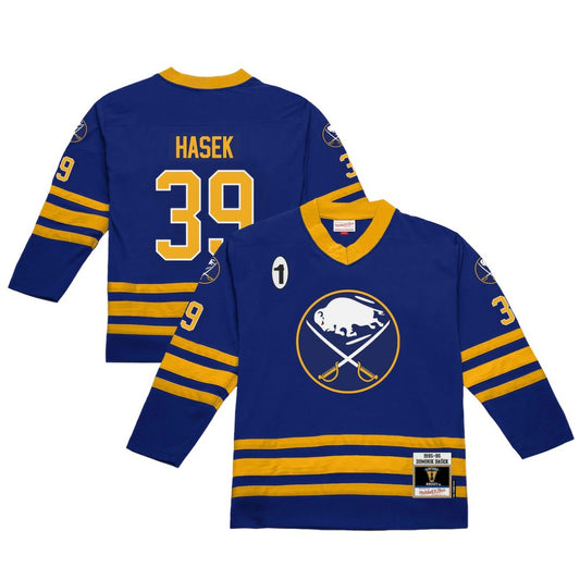 Dominik Hasek Buffalo Sabres Mitchell & Ness 1995-96 Power Play Jersey - Royal | NHL Jerseys