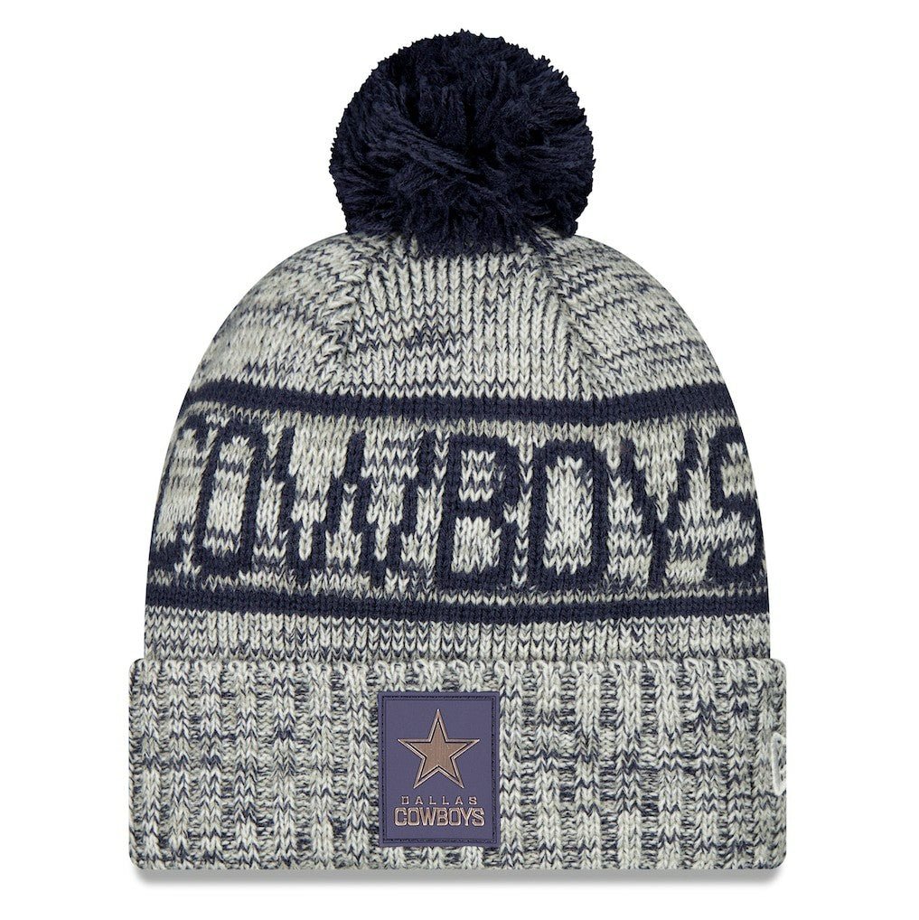 Dallas Cowboys New Era 2025 Sideline Cold Weather Cuffed Knit Hat with Pom Gray - NFL