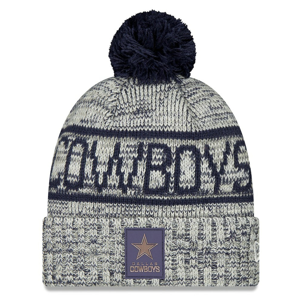 Dallas Cowboys New Era 2025 Sideline Cold Weather Cuffed Knit Hat with Pom Gray - NFL