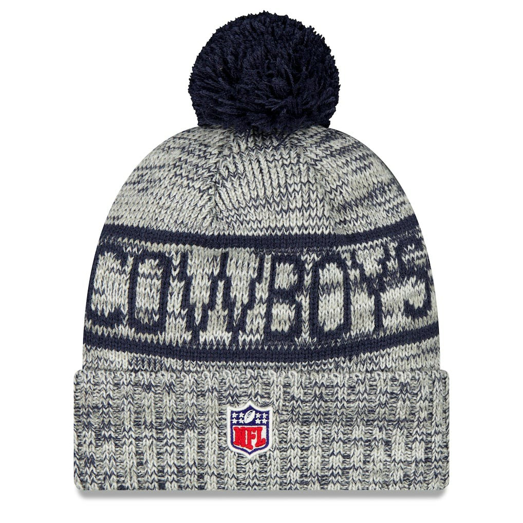 Dallas Cowboys New Era 2025 Sideline Cold Weather Cuffed Knit Hat with Pom Gray - NFL