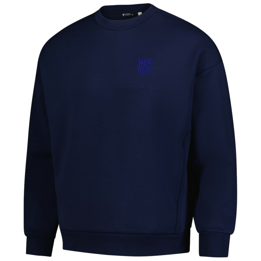 USMNT Levelwear Luxe Signature Lineage Tri-Blend Pullover Sweatshirt - Navy
