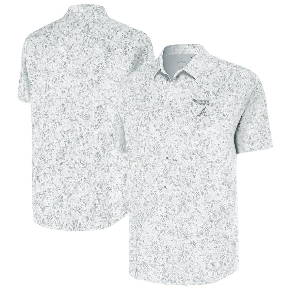 Atlanta Braves Antigua Palm Tree Spring Training Lush Button-Up Shirt On Sale