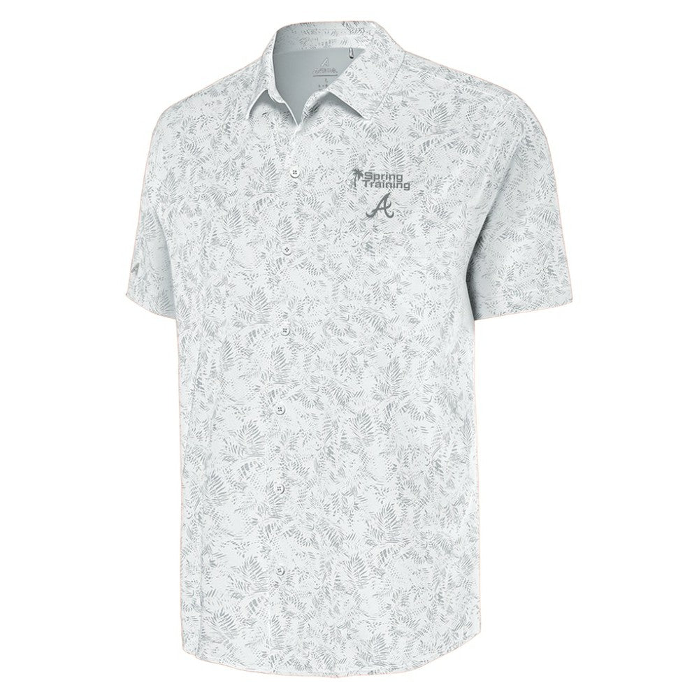 Atlanta Braves Antigua Palm Tree Spring Training Lush Button-Up Shirt On Sale