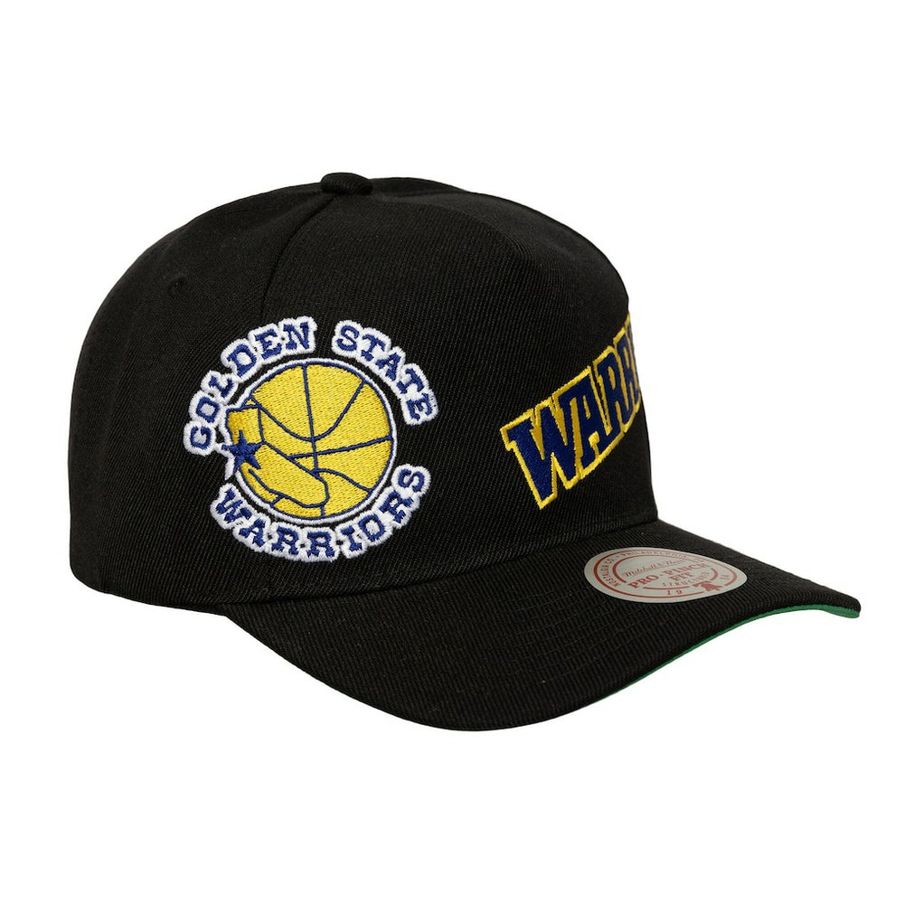 Mitchell & Ness - Golden State Warriors Busted Logo Wordmark Wrap-Around Pro Pinch Adjustable Hat - Black