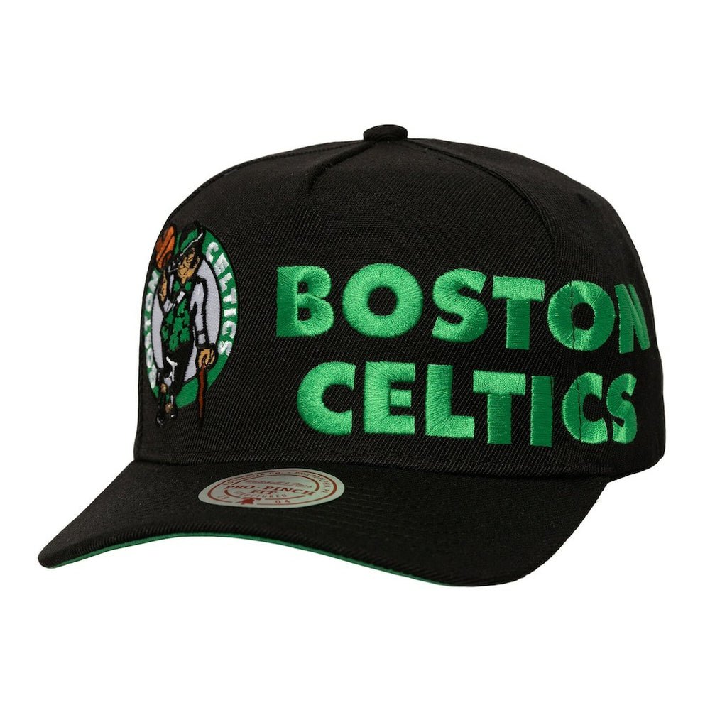 Mitchell & Ness - Boston Celtics Busted Logo Wordmark Wrap-Around Pro Pinch Adjustable Hat - Black