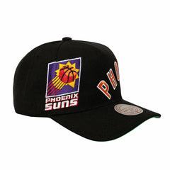 Mitchell & Ness - Phoenix Suns Busted Logo Wordmark Wrap-Around Pro Pinch Adjustable Hat - Black