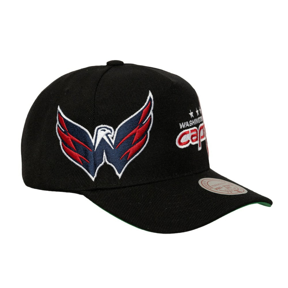 Washington Capitals Mitchell & Ness Busted Logo Wordmark Wrap-Around Pro Pinch Adjustable Hat Black