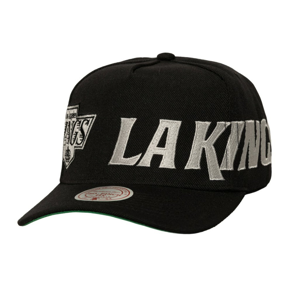 Los Angeles Kings - Mitchell & Ness Busted Logo Wordmark Wrap-Around Pro Pinch Adjustable Hat Black