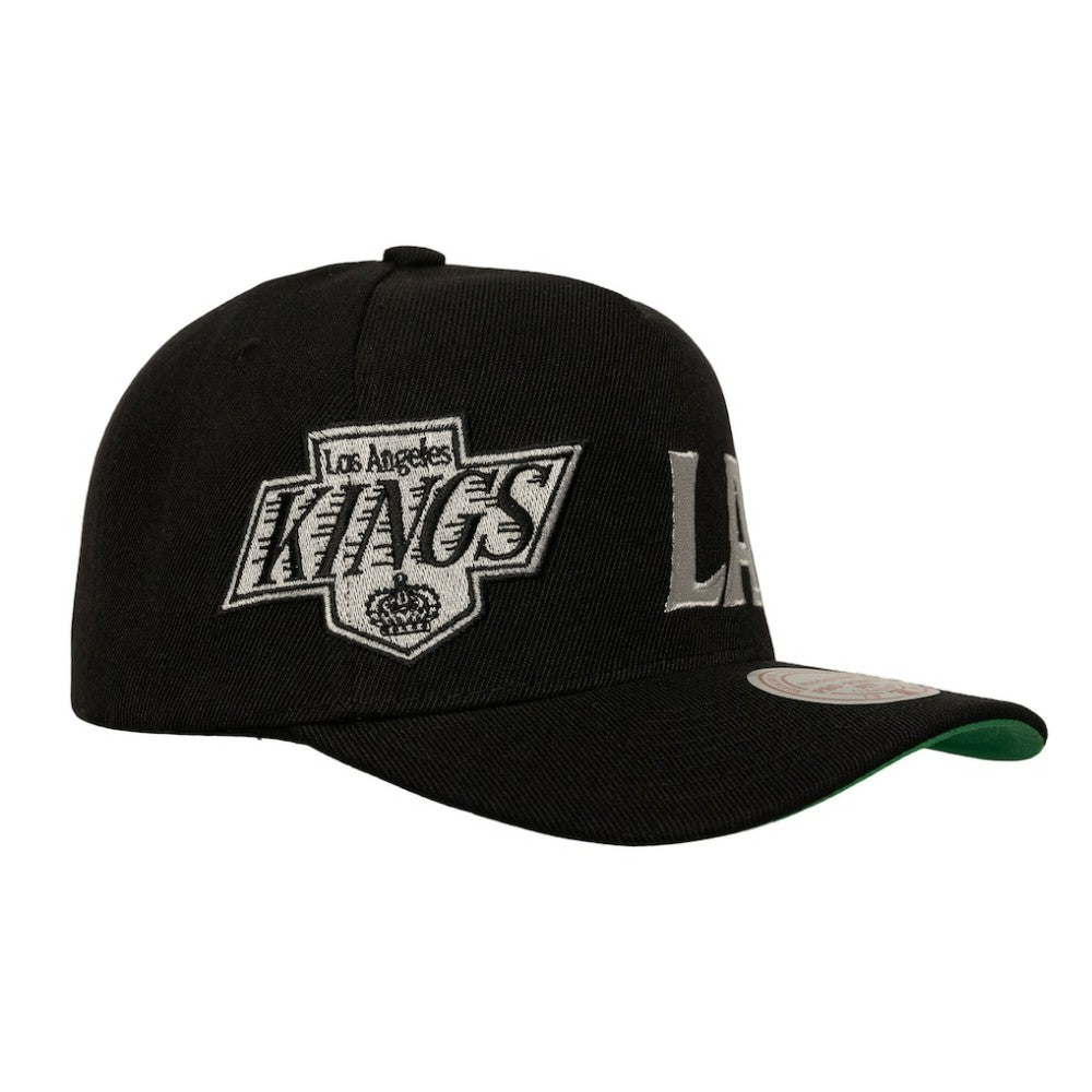 Los Angeles Kings - Mitchell & Ness Busted Logo Wordmark Wrap-Around Pro Pinch Adjustable Hat Black