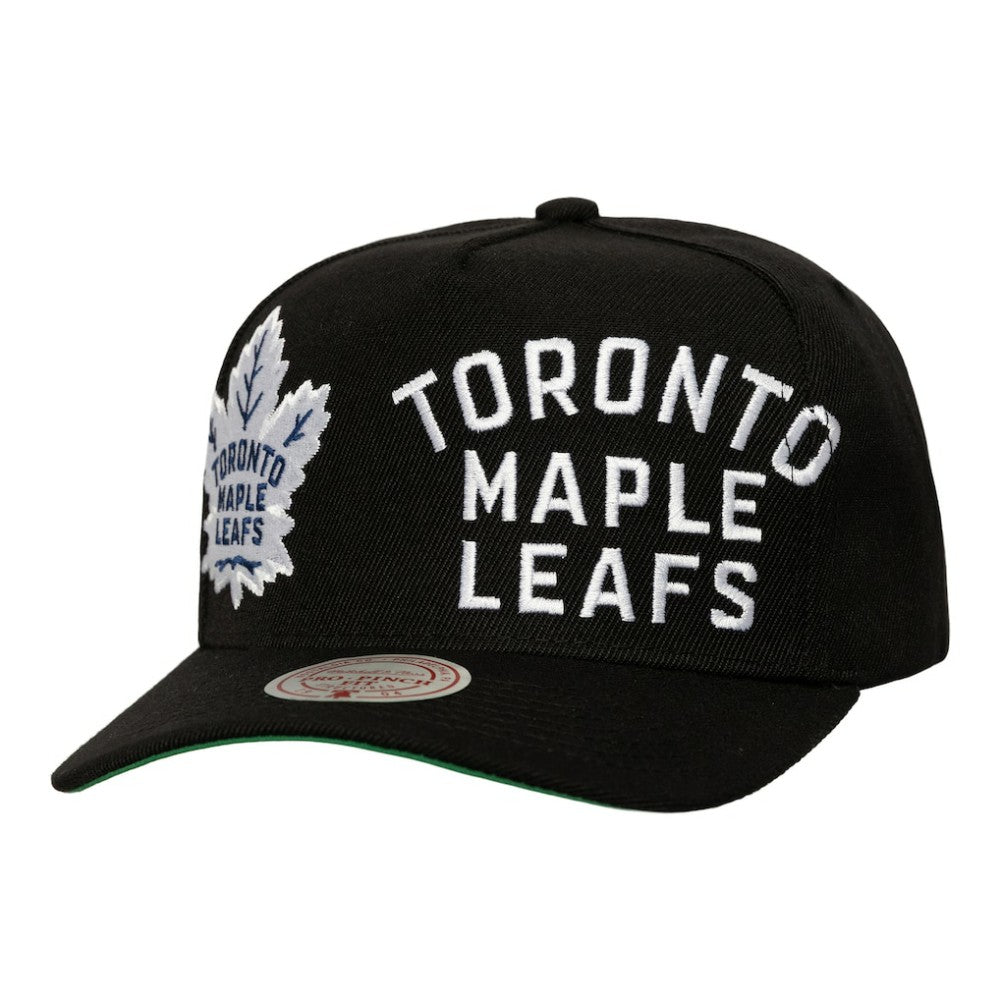 Toronto Maple Leafs - Mitchell & Ness Busted Logo Wordmark Wrap-Around Pro Pinch Adjustable Hat Black