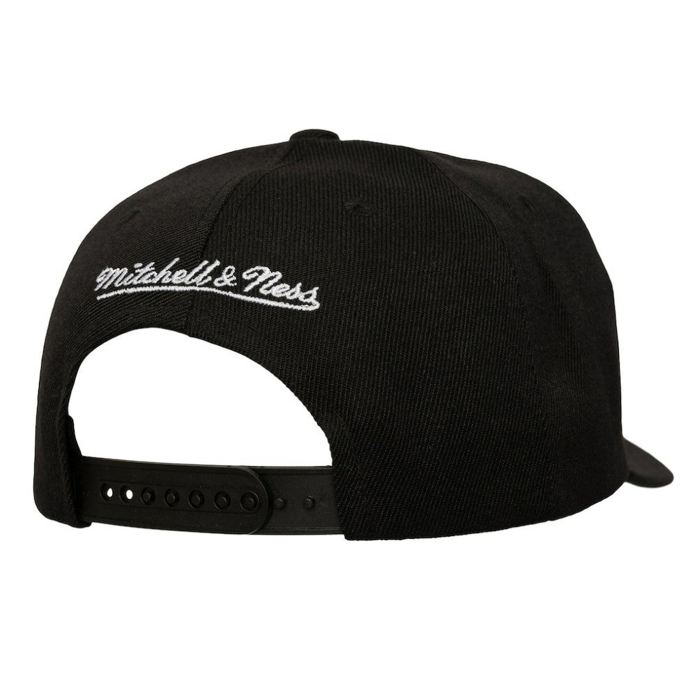 San Jose Sharks - Mitchell & Ness Busted Logo Wordmark Wrap-Around Pro Pinch Adjustable Hat Black