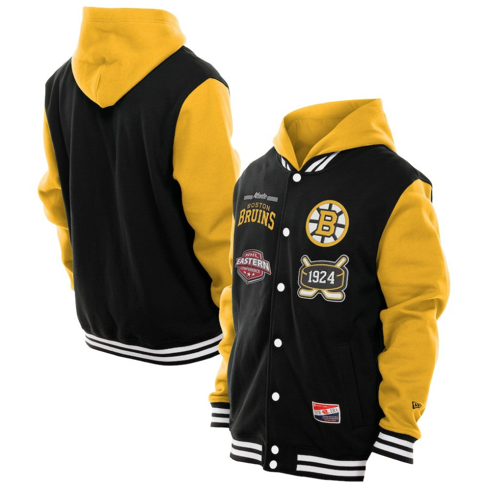 Boston Bruins New Era Full-Snap Fleece Hoodie Jacket Black/Gold