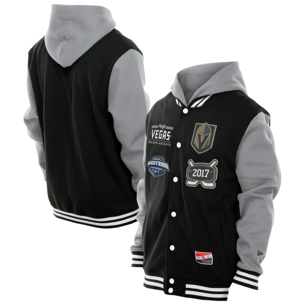 Vegas Golden Knights New Era Full-Snap Fleece Hoodie Jacket Black/Grey