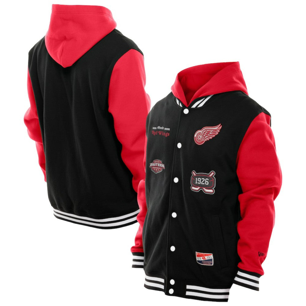 Detroit Red Wings - New Era Full-Snap Fleece Hoodie Jacket Black/Red