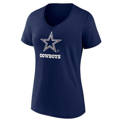 Dallas Cowboys Women's Floral Number 1 Mom V-Neck T-Shirt Navy - NFL