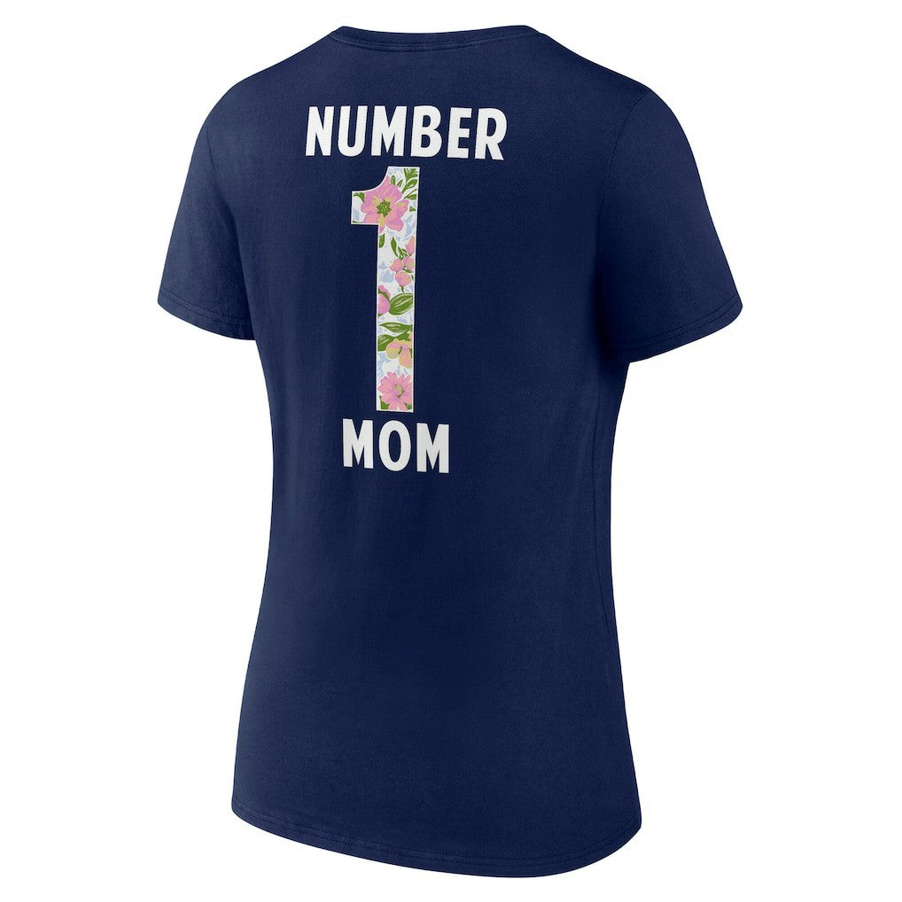 Dallas Cowboys Women's Floral Number 1 Mom V-Neck T-Shirt Navy - NFL