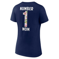 Dallas Cowboys Women's Floral Number 1 Mom V-Neck T-Shirt Navy - NFL